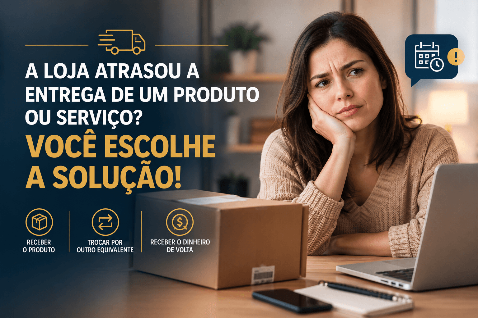 A loja atrasou a entrega de um produto ou serviço? Você escolhe a solução!
