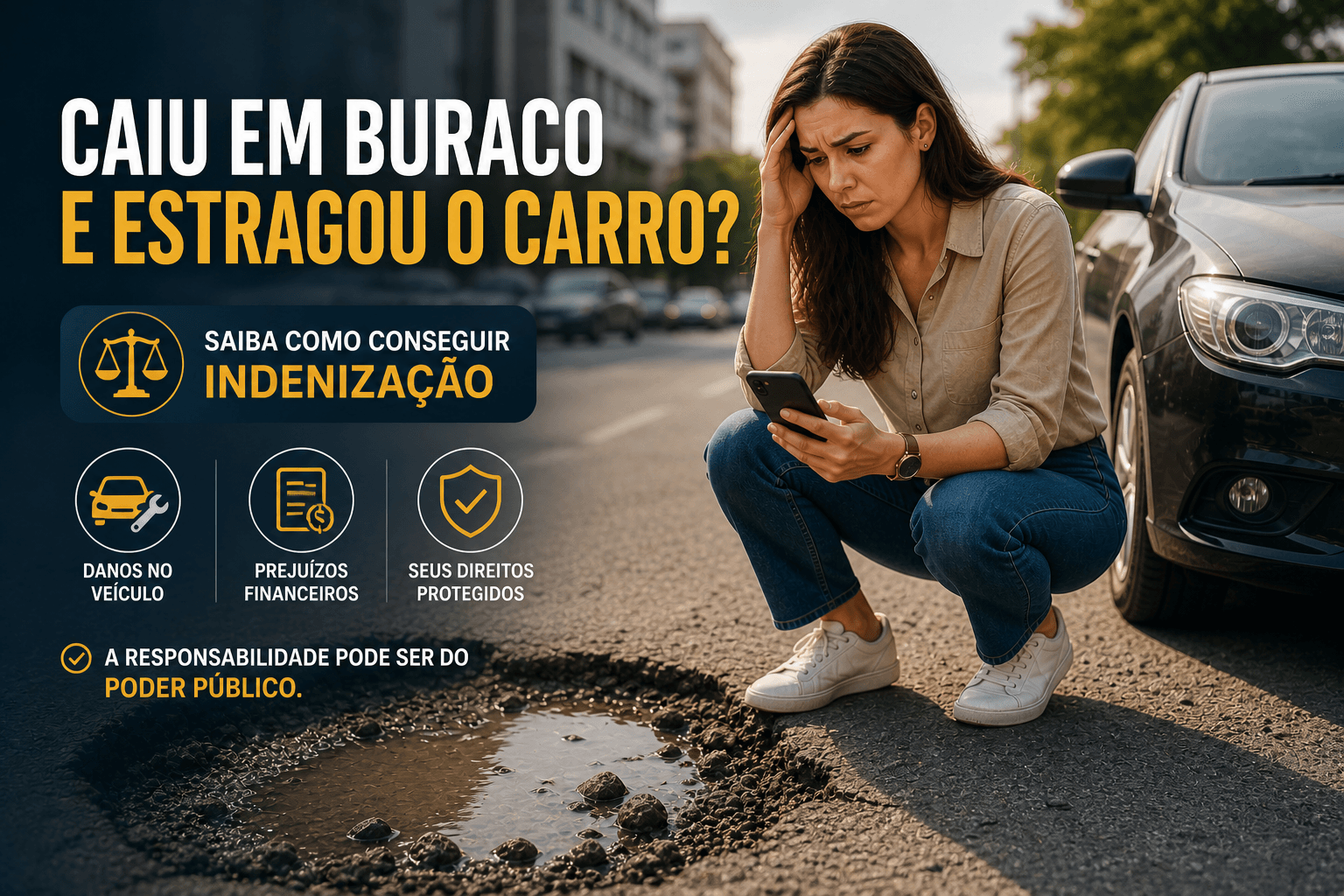 Caiu em buraco na rua e estragou o carro? Saiba como conseguir indenização