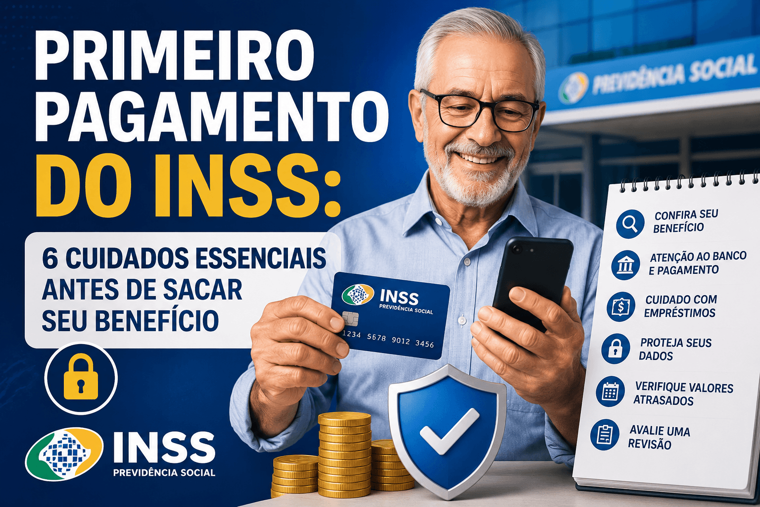 Primeiro pagamento do INSS: 6 cuidados essenciais antes de sacar seu benefício