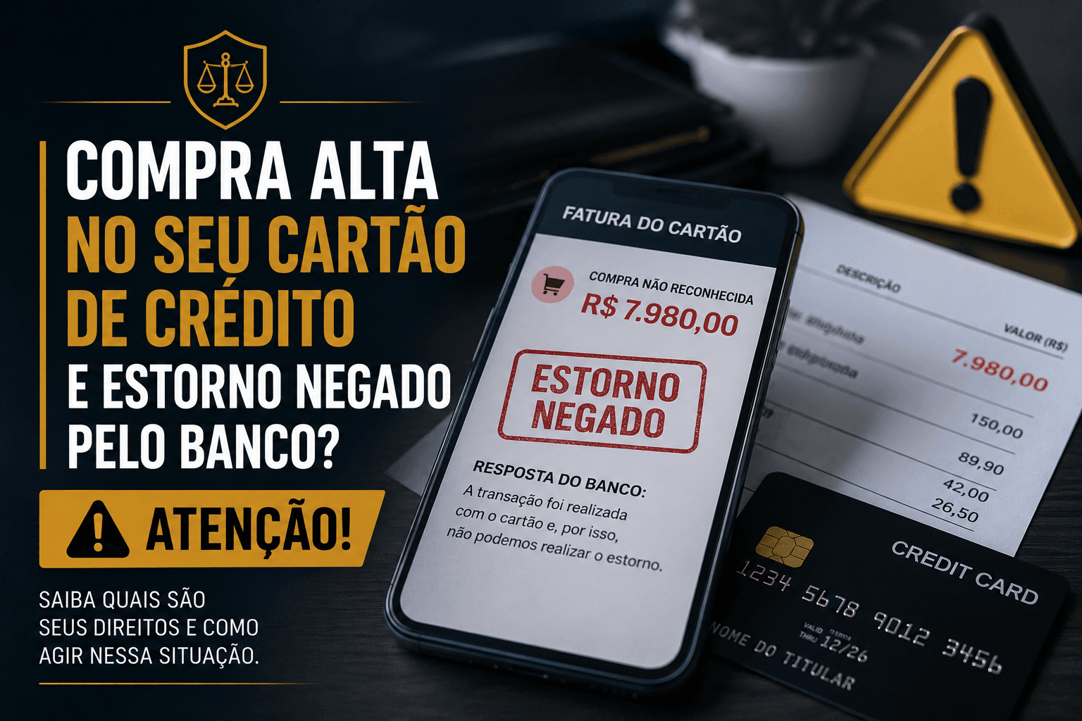 Compra alta no seu cartão de crédito e estorno negado pelo banco? Atenção!