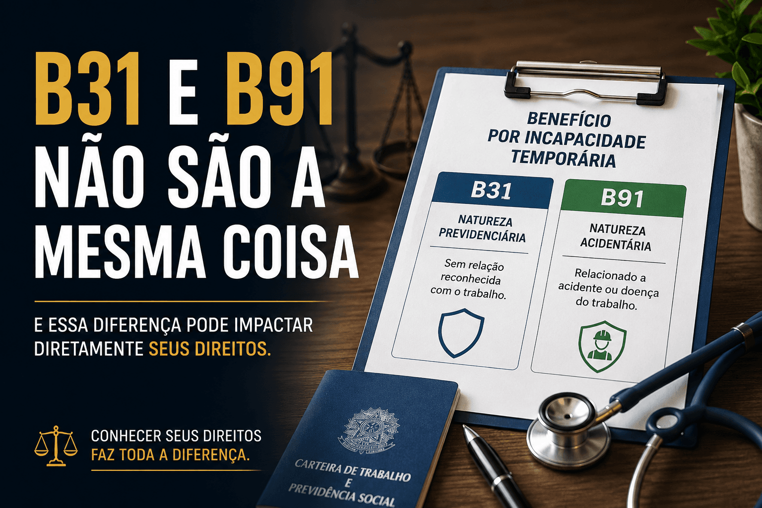B31 e B91 NÃO são a mesma coisa, e essa diferença pode impactar diretamente seus direitos