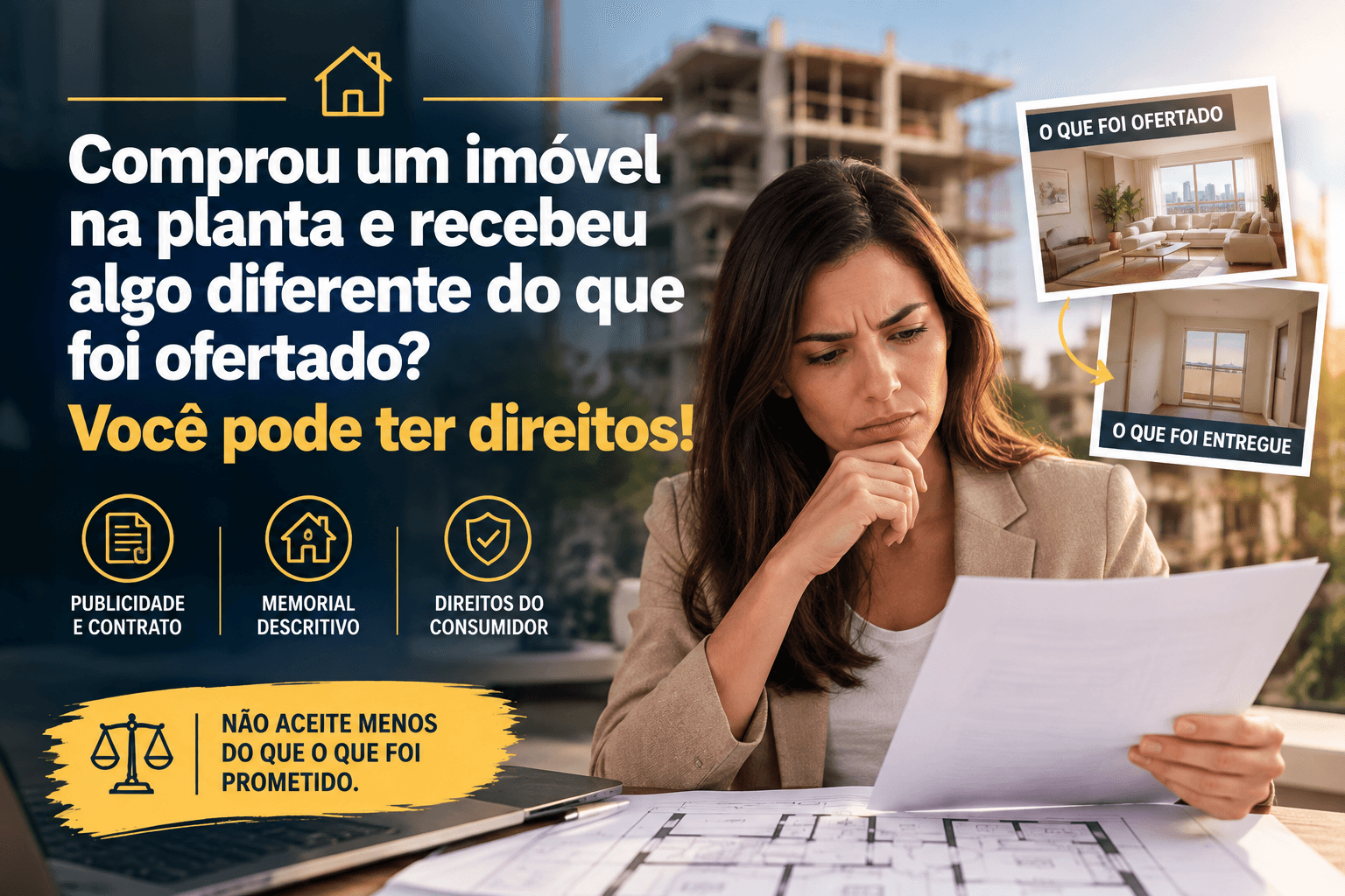 Comprou um imóvel na planta e recebeu algo diferente do que foi ofertado? Você pode ter direitos!